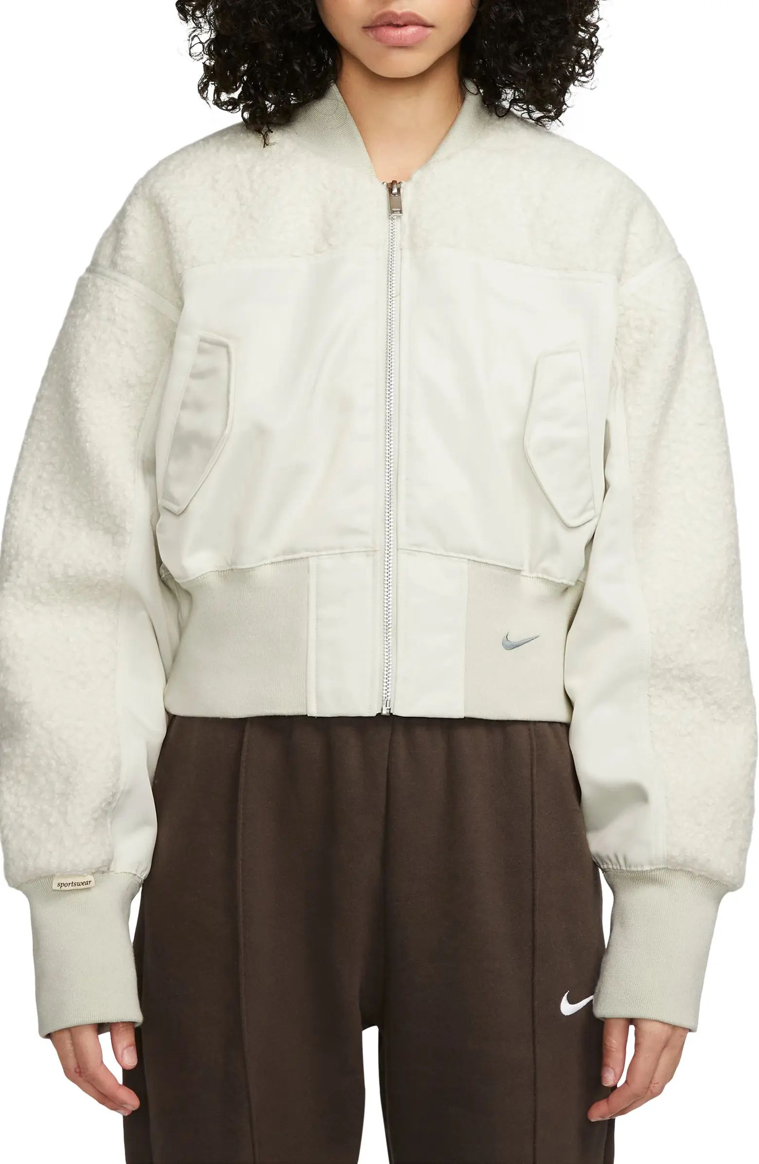 Sportswear Collection High Pile Fleece Bomber Jacket | Nordstrom