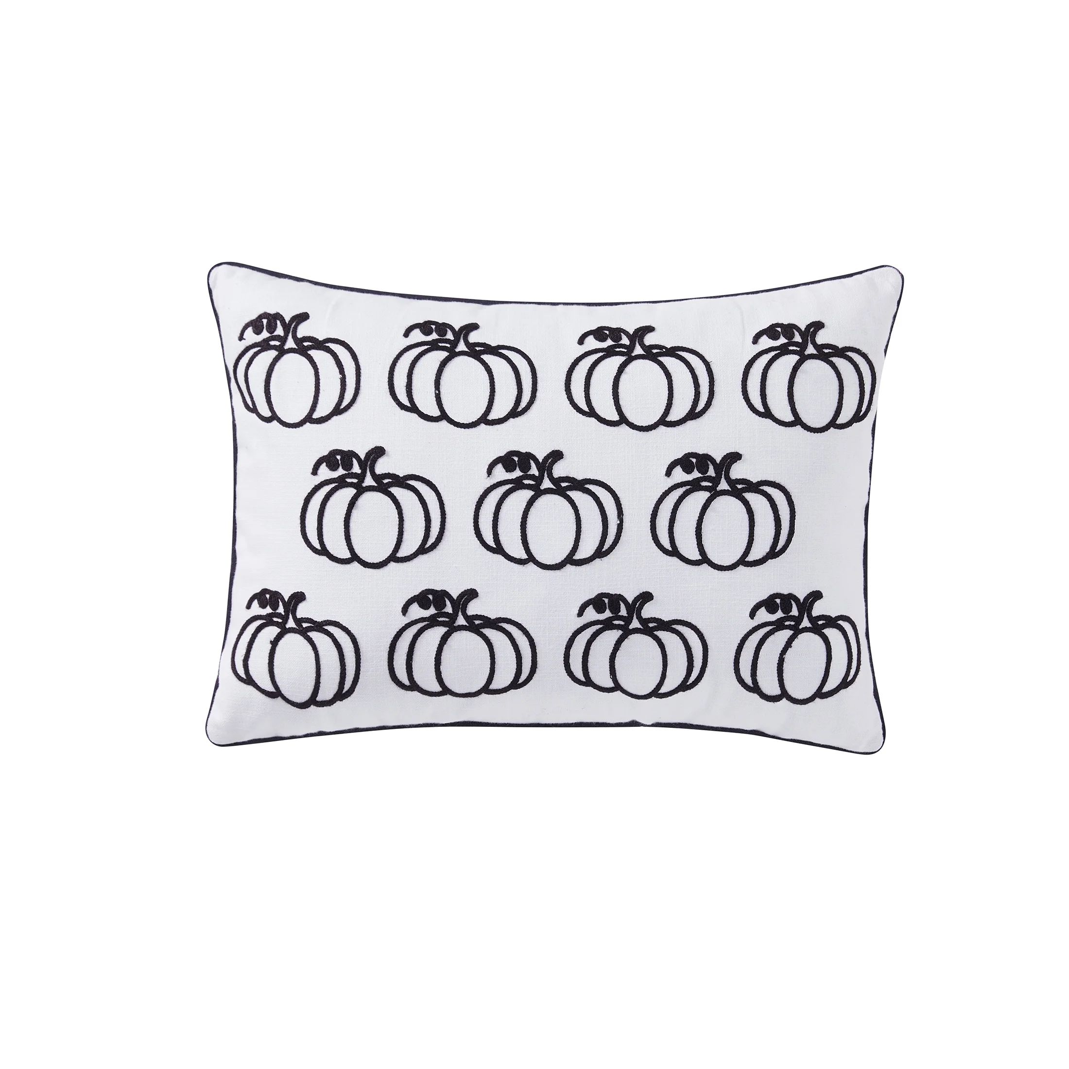 My Texas House 14" x 20" Fiona White/Black Pumpkin Cotton Halloween Decorative Pillow Cover | Walmart (US)