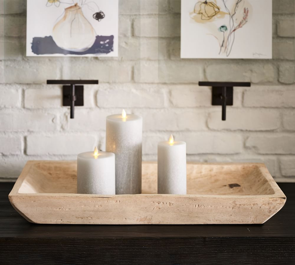 Rediscovered Natural Handcrafted Wooden Candle Trays | Pottery Barn (US)