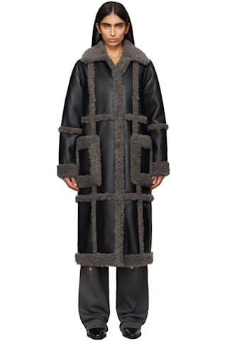 Black & Gray Patrice Faux-Shearling Coat | SSENSE
