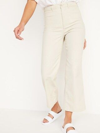 Extra High-Waisted Canvas Wide-Leg Cropped Pants for Women | Old Navy (US)