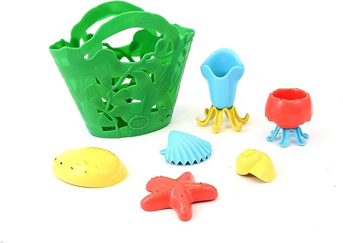 Green Toys Tide Pool Bath Set - 7 Piece Pretend Play, Motor Skills, Kids Bath Toy Floating Pourin... | Amazon (US)