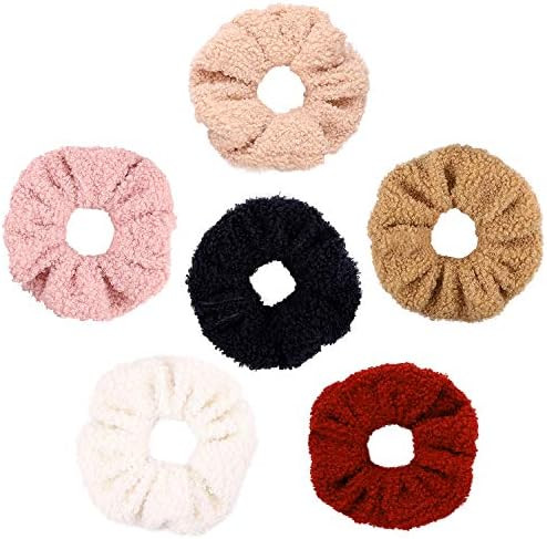 WATINC 6Pcs Teddy Faux Fur Hair Scrunchies, Colorful Large Hair Ties, Strong Elastic Hair Bobbles... | Amazon (US)