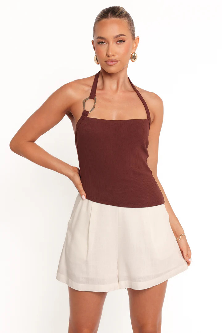 Yulissa Halter Knit Top - Chocolate Brown | Petal & Pup (US)