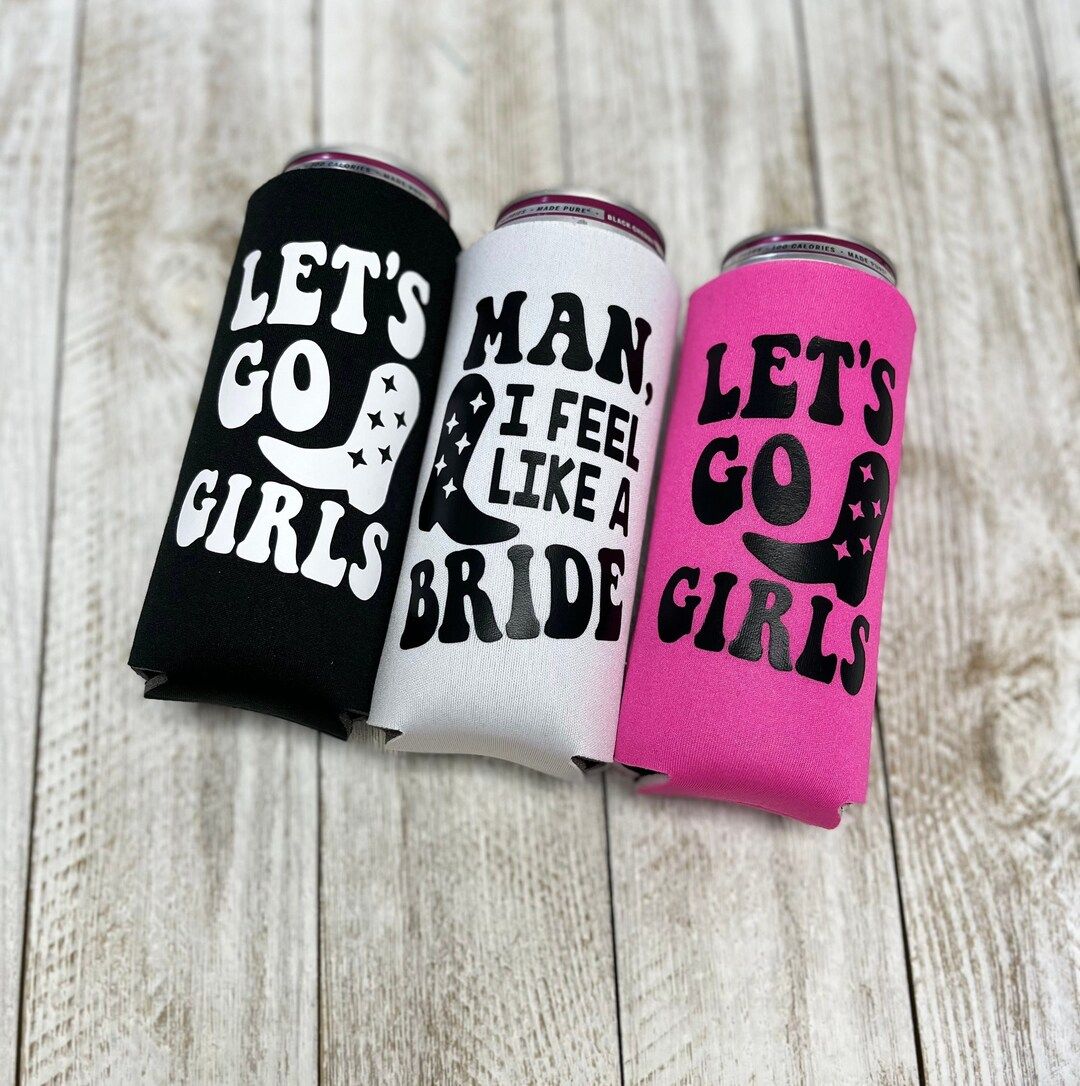 Let's Go Girls Bachelorette Party Can Coolers, Nashville Bachelorette Party Favors, Disco Cowgirl... | Etsy (US)