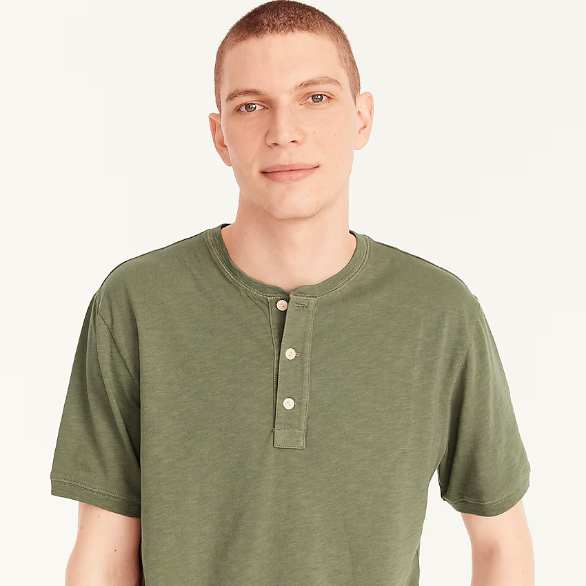 Garment-dyed slub cotton short-sleeve henley | J. Crew US