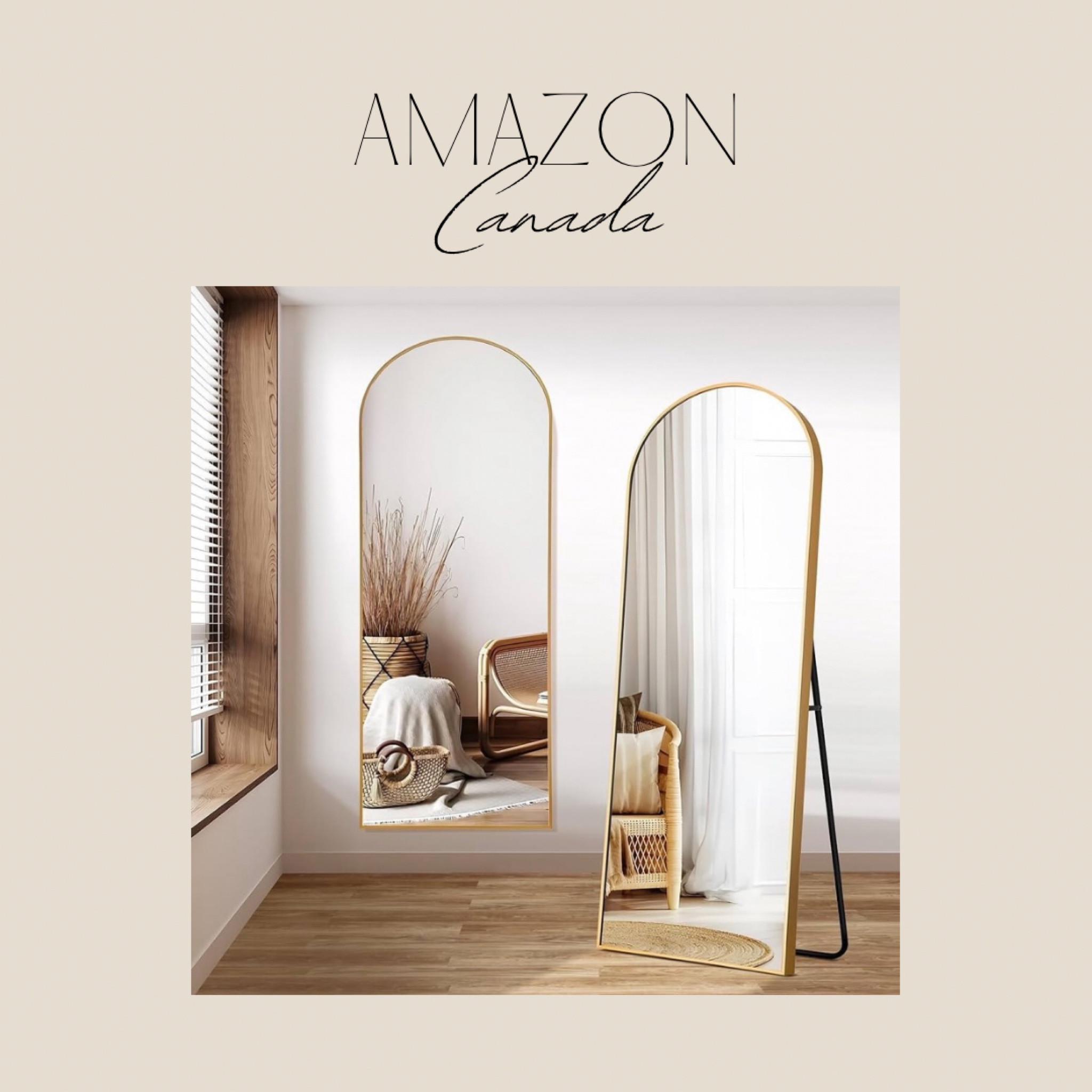 Love the gold arch mirror that you can either hang on the wall or stand on its own. Perfect addition to any room 

#LTKcanada