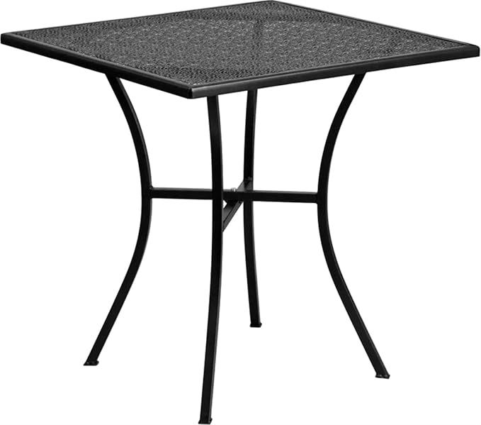 Flash Furniture Oia Commercial Grade 28" Square Black Indoor-Outdoor Steel Patio Table | Amazon (US)