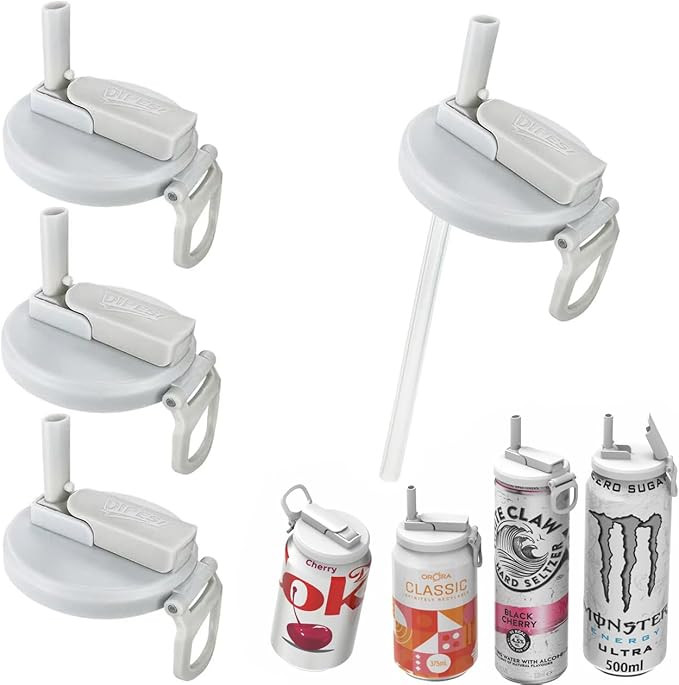 ORIGINAL CREATOR - DIPESI 4 Pack Soda Can Lids with Straws,Inspired by Energy Drink Can Colors ... | Amazon (US)
