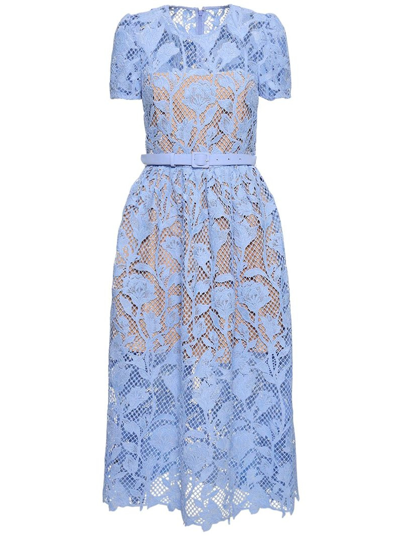 Short sleeve lace midi dress | Luisaviaroma