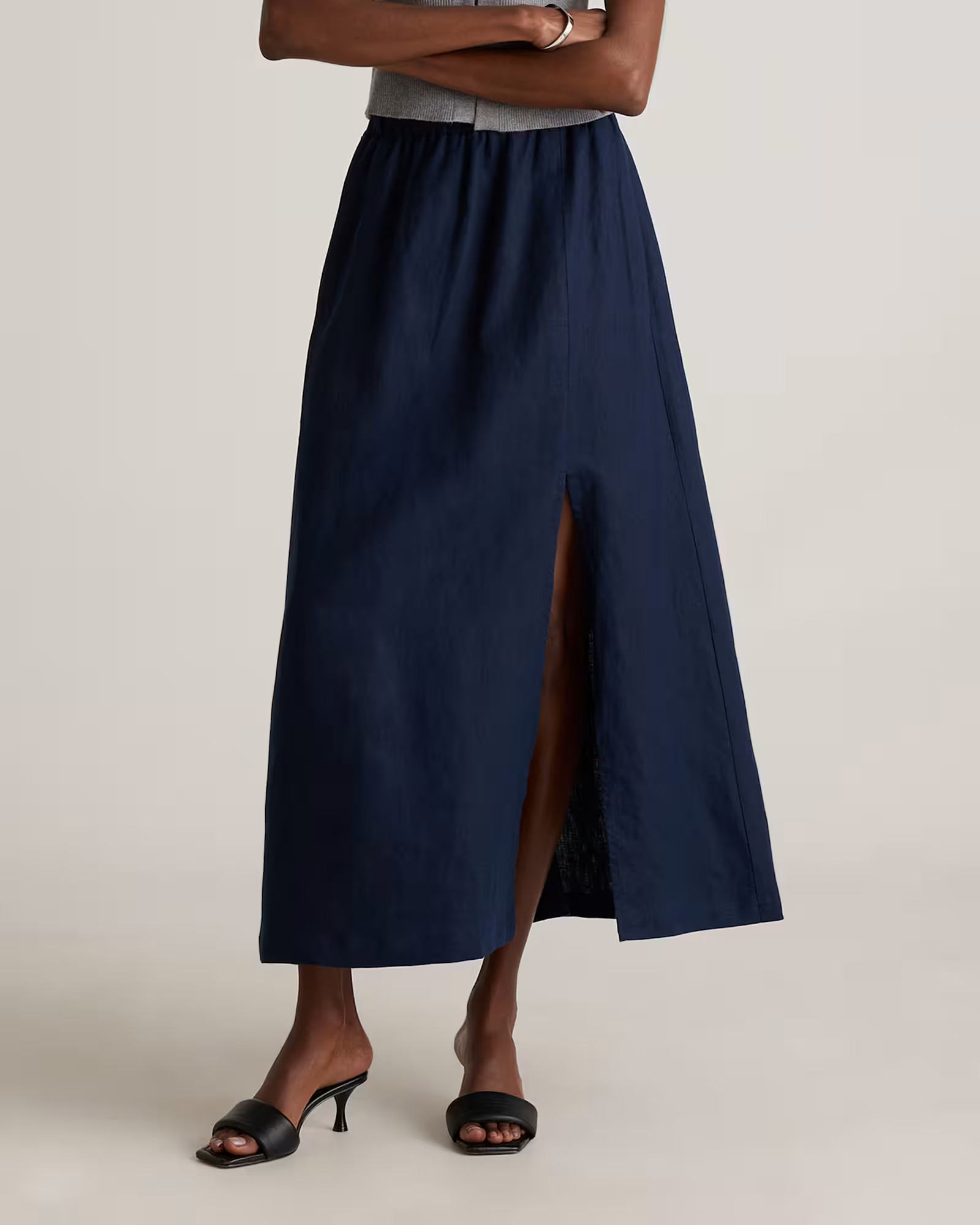 100% European Linen Maxi Skirt in Deep Navy | Quince