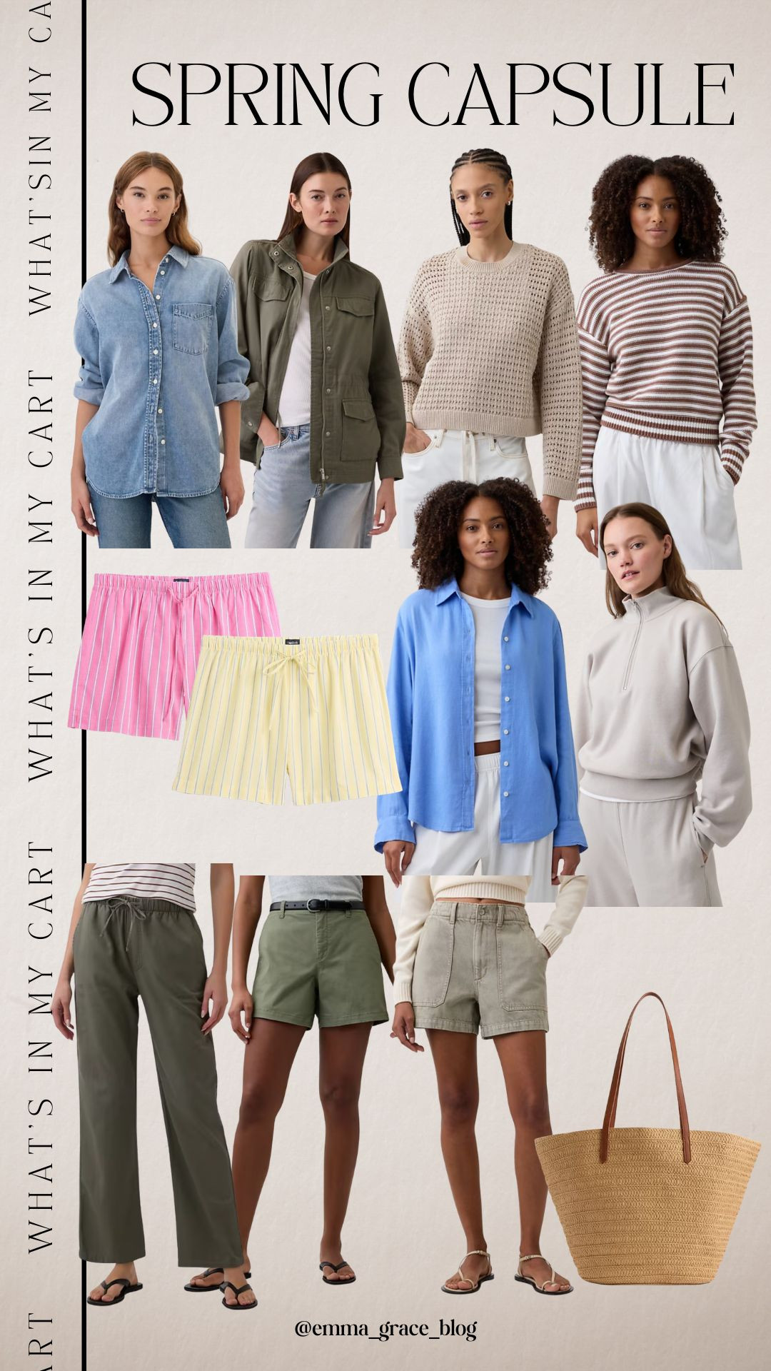 A spring capsule that works for Fall and Summer too! I got mediums in all of the tops and M/8 regular in all pants/shorts. I've shared a few of these pieces already!  

 #LTKOver40 #LTKMidsize #LTKPetite