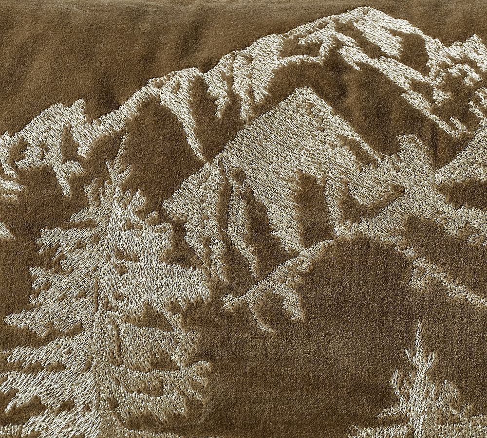 Mammoth Metallic Embroidered Lumbar Pillow Cover | Pottery Barn (US)