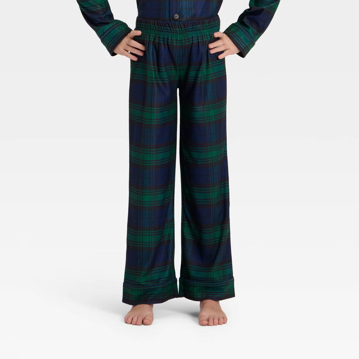 Kids' Plaid Long Sleeve Shirt and Pants Holiday Matching Family Pajama Set - Wondershop™ Navy B... | Target