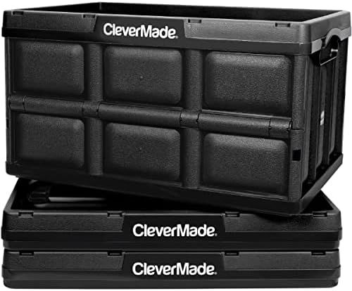 CleverMade 62L Collapsible Storage Bins - Folding Plastic Stackable Utility Crates, Solid Wall, N... | Amazon (US)