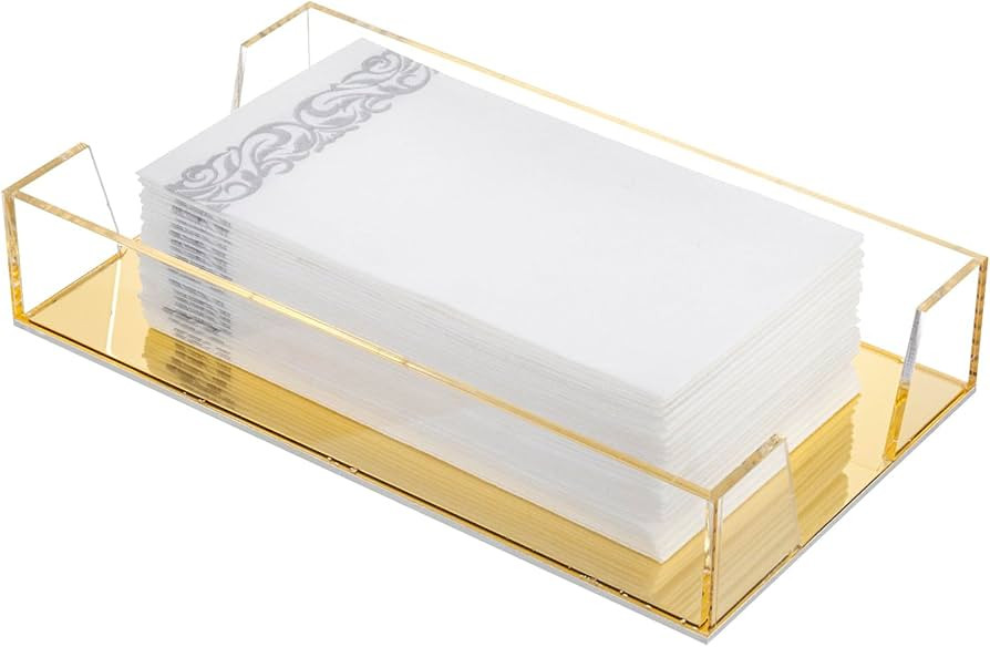 MyGift Modern Metal Wire Bathroom Paper Hand Towel Holder in Brass Tone Finish, Guest Bathroom Co... | Amazon (US)