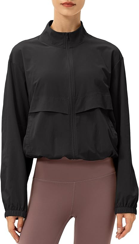 Women's Lightweight Zip Up Athletic Jacket Stand Collar Windproof Sun Protection Workout Outdoor ... | Amazon (US)