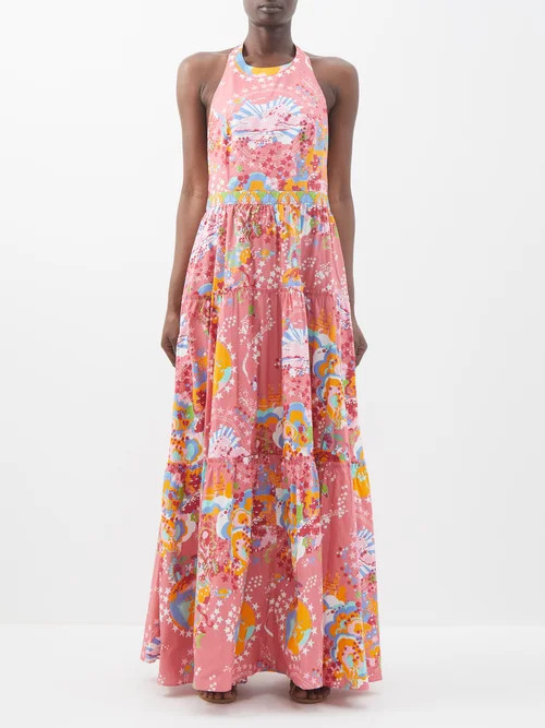 Emporio Sirenuse - Isotta Caliph's Dream-print Cotton-voile Dress - Womens - Pink Print | Matches (US)