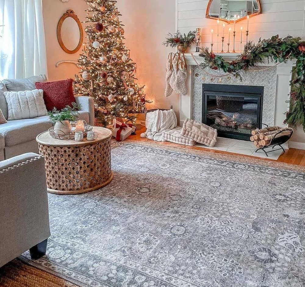 Hauteloom Ganyangan Machine Washable Living Room Kitchen Bedroom Area Rug - Vintage Distressed - ... | Amazon (US)