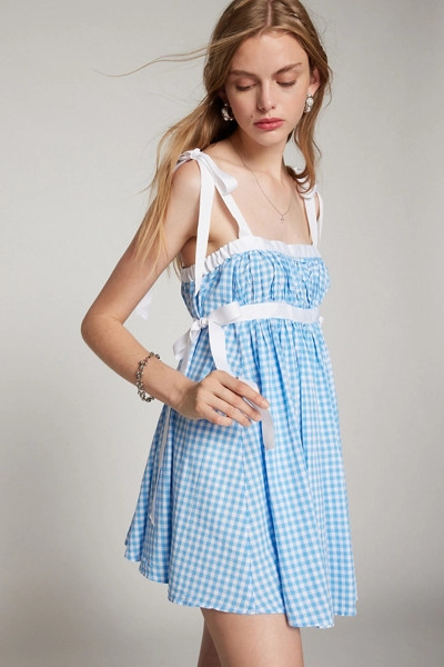 Kimchi Blue Georgie Gingham Babydoll Mini Dress | Urban Outfitters (US and RoW)