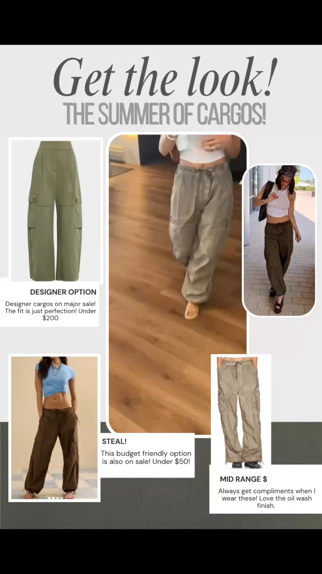 Wearing the Jaded London oil wash parachute pants in video. Wearing @Aritzia cargos in upper right picture.

#LTKdayinmylife #LTKOver40 #LTKSeasonal