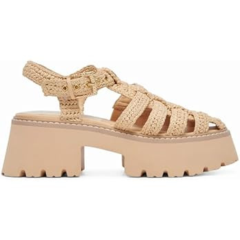 Platform Sandals for Women Raffia Espadrille Summer Beach Sandals with Adjustable Buckle Strap Cl... | Amazon (US)