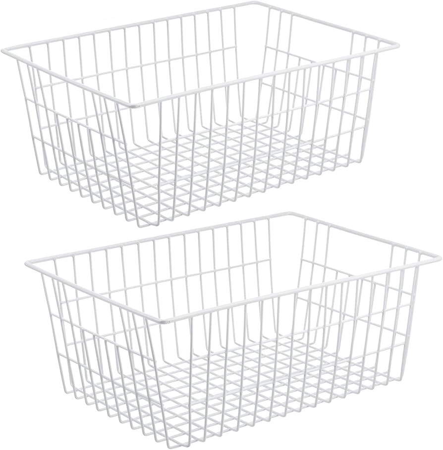 iPEGTOP Wire Storage Freezer Baskets, Set of 2 Large 15.4" Household Metal Organizer Storage Bins... | Amazon (US)