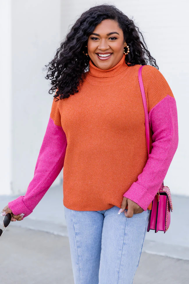 Be A Stand Out Orange And Pink Colorblock Sweater FINAL SALE | Pink Lily