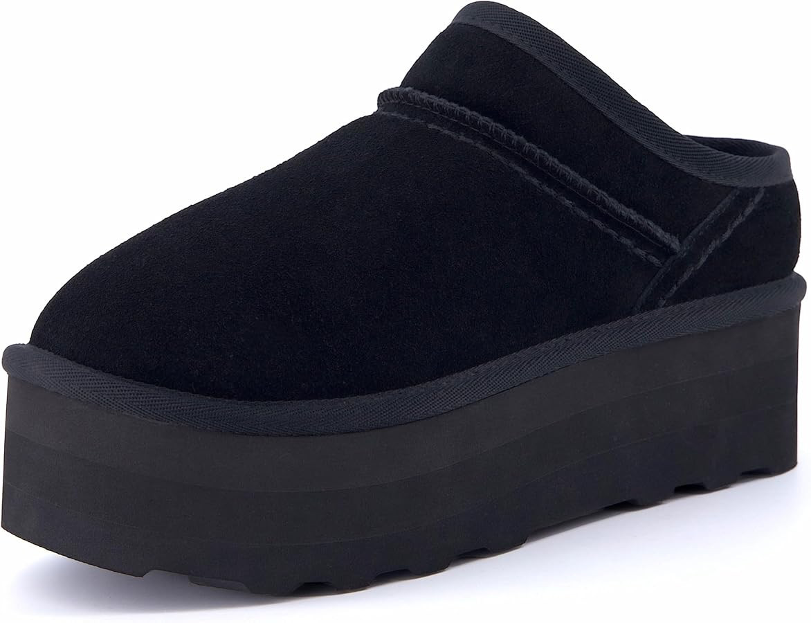 CUSHIONAIRE Women's Huggy Genuine Suede Cozy Mule Platform +Memory Foam, Wide Widths Available | Amazon (US)