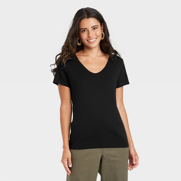 Women's Short Sleeve Slim Fit Scoop Neck T-Shirt - A New Day™ | Target