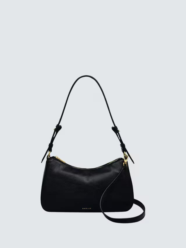 RadleyEmbankment Way Leather Samll Zip Top Shoulder Bag, Black | John Lewis (UK)