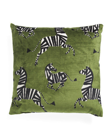 22x22 Textured Zebra Velvet Pillow | Polyester/Rayon | Marshalls