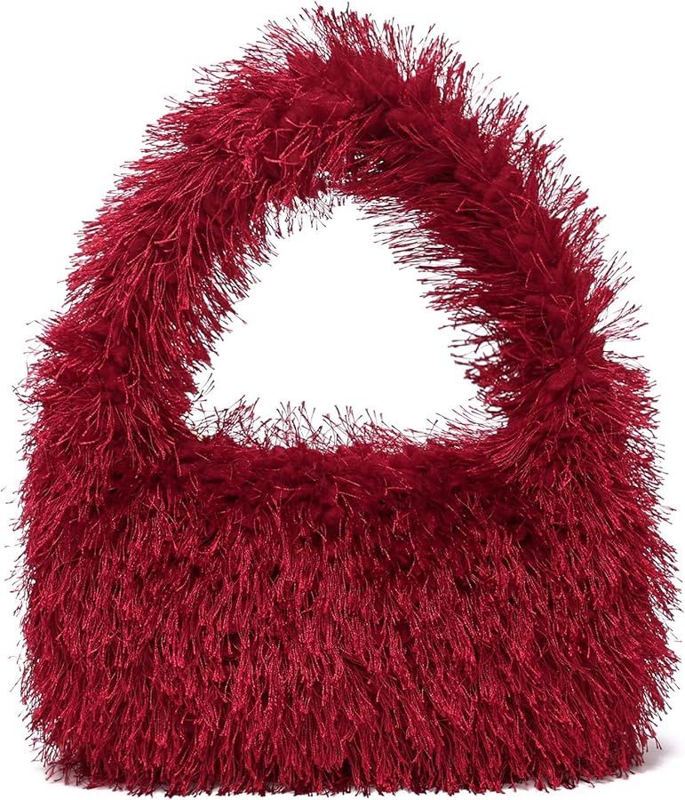 CATMICOO Y2K Fuzzy Purse, Fluffy Tote Bag, Cute Plush Purse for Women | Amazon (US)