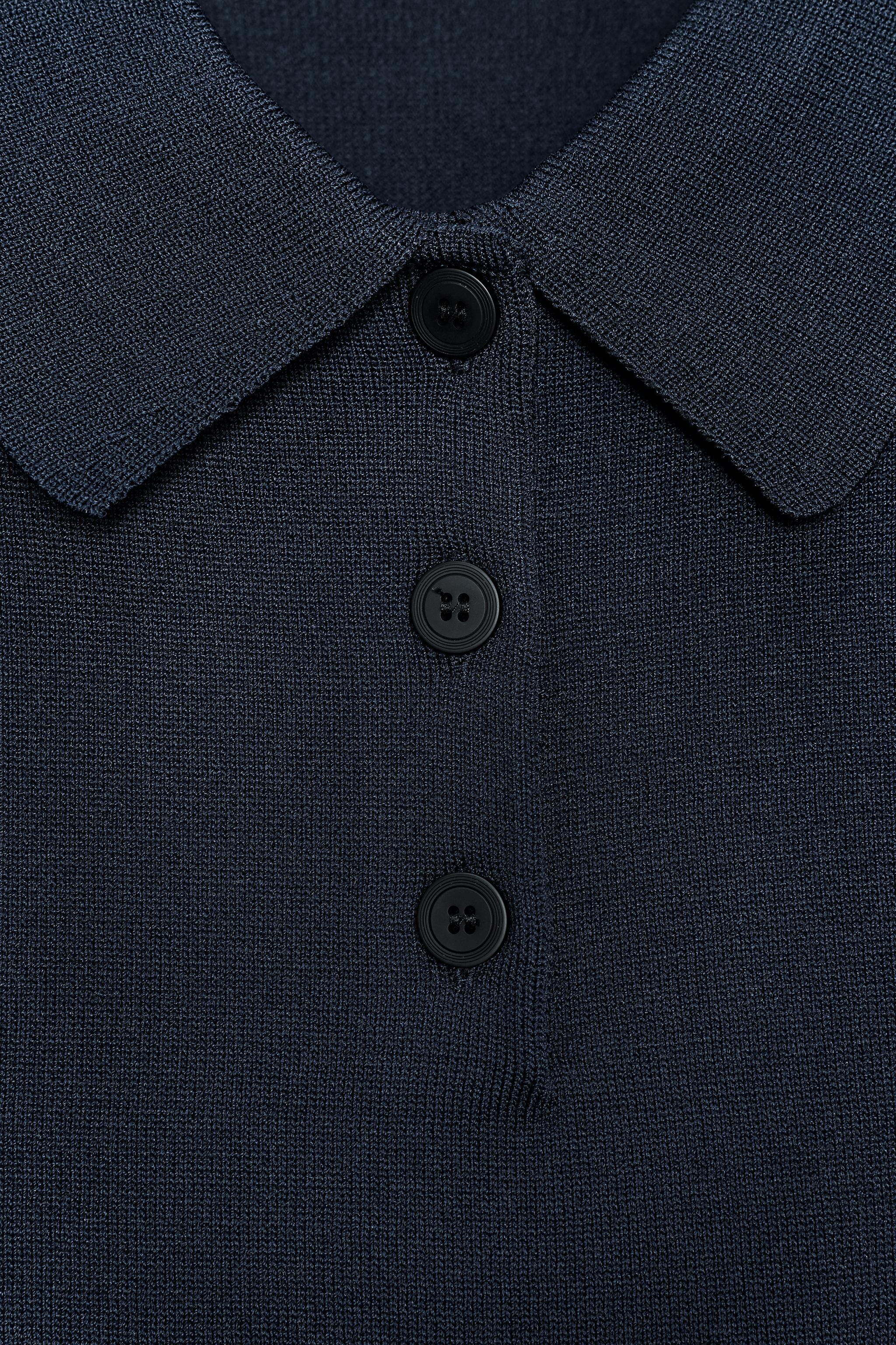 SHORT SLEEVE KNIT POLO TOP | Zara US