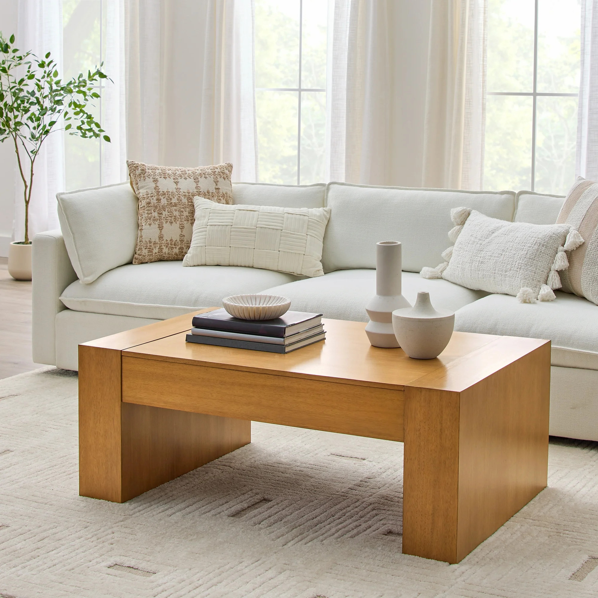 Better Homes & Gardens Ezra Oversized Coffee Table, Living Room, Light Honey | Walmart (US)