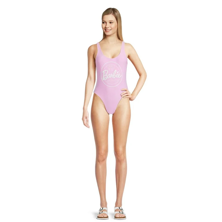 Barbie ™ Women's Scoop Neck High Leg One Piece Swimsuit, Sizes XS-XXL | Walmart (US)