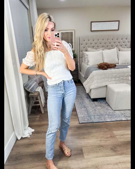 Smocked top size small runs a tad big
Jeans size 25 have stretch 
Amazon sandals true to size
Spring outfit
What to wear 
Amazon fashion 

#LTKstyletip #LTKFind #LTKunder50