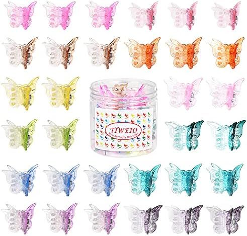 Amazon.com: 50 Pieces Butterfly Hair Clips Mini Hair Clips, Tiweio Small Hair Claw Clips Pastel H... | Amazon (US)