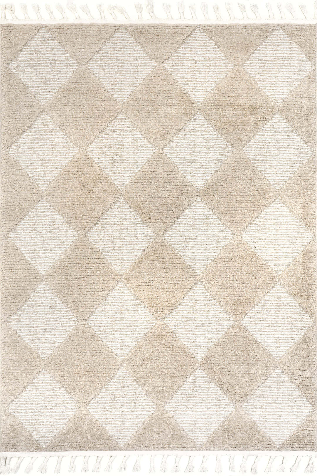 Color: BeigeAylin Diamond Tasseled Rug | Off White Off White swatchAylin Diamond Tasseled Rug | B... | Rugs USA