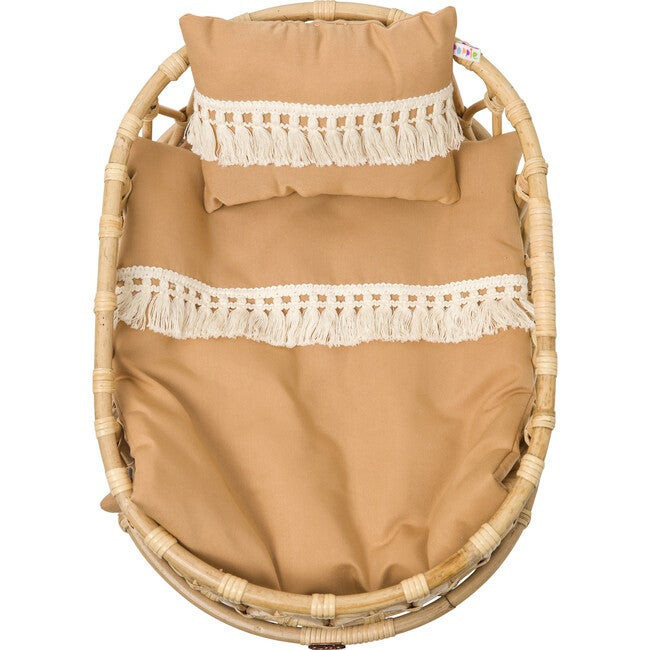 Poppie Crib for Dolls With Duvet & Pillow, Clay | Maisonette