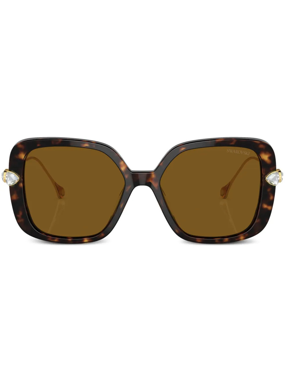 Swarovski Eyewear tortoiseshell-effect rectangle-frame sunglasses - Green | Farfetch Global