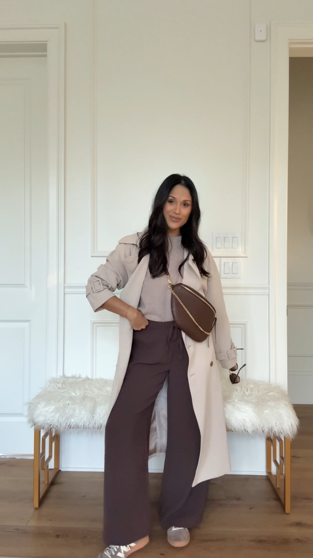 Obsessed with this crepette fabric from @aritzia! Both my pants and trench coat are wrinkle resistant. My pants come in a ton of different colors and I got these hemmed to be able to wear with sneakers and flats. 
Take 20% OFF my Beck sling bag with code: HAUTE20

#slingbag #aritzia #crepettepants 

#LTKdayinmylife #LTKPetite