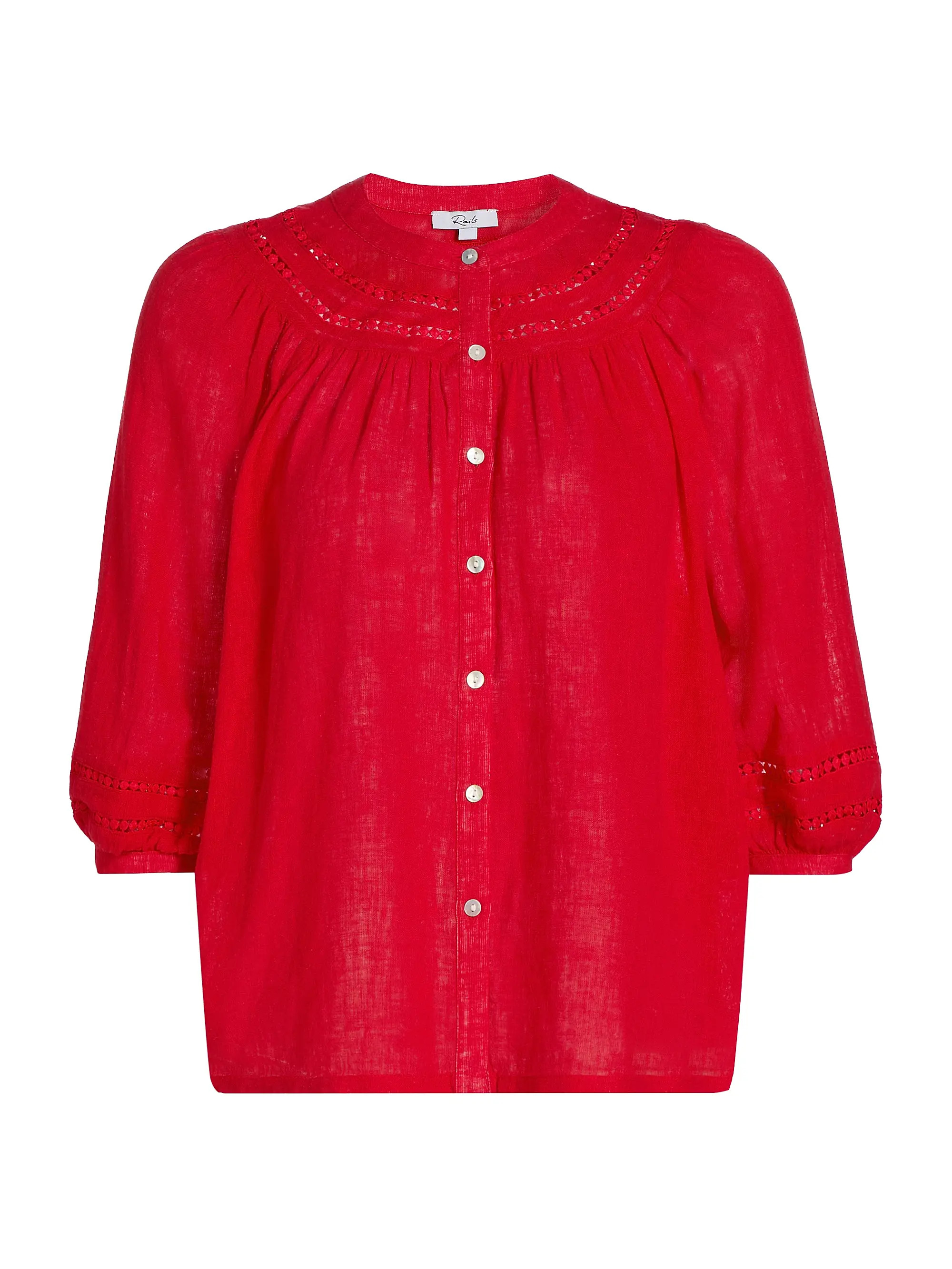 Rails Theia Linen-Blend Top | Saks Fifth Avenue | Saks Fifth Avenue