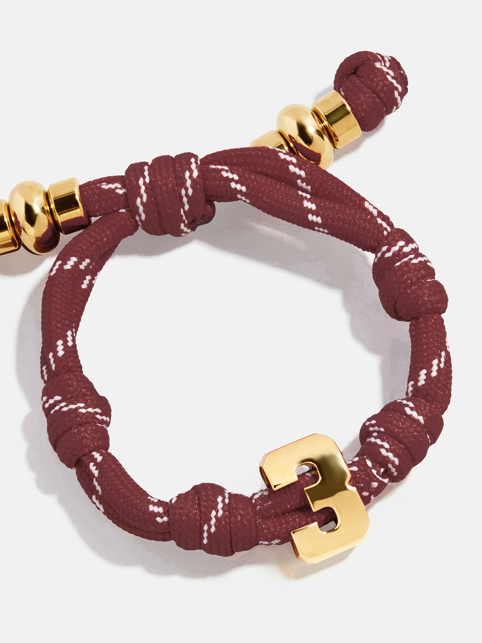 Knotty Varsity Number Custom Bracelet - Maroon Single Digit | BaubleBar