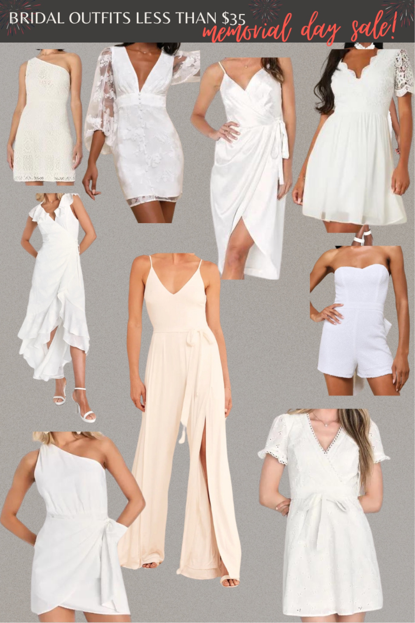 Everything white! BRIDES … tons of white dresses and outfits for all of your upcoming wedding events during the Memorial Day sales so many cute options for LESS than $35!! 
 #whiteoutfits #bridaloutfits #brideevents #bridalshower #weddingrehersal #bridetobe #whitesale 

#LTKSaleAlert #LTKFindsUnder50 #LTKWedding