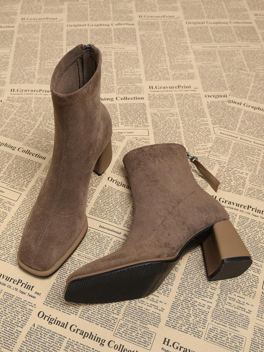 2024 Autumn New Versatile Camel Women's Elegant Rural Cowboy Boots, Chunky Heel High Heel Square ... | SHEIN