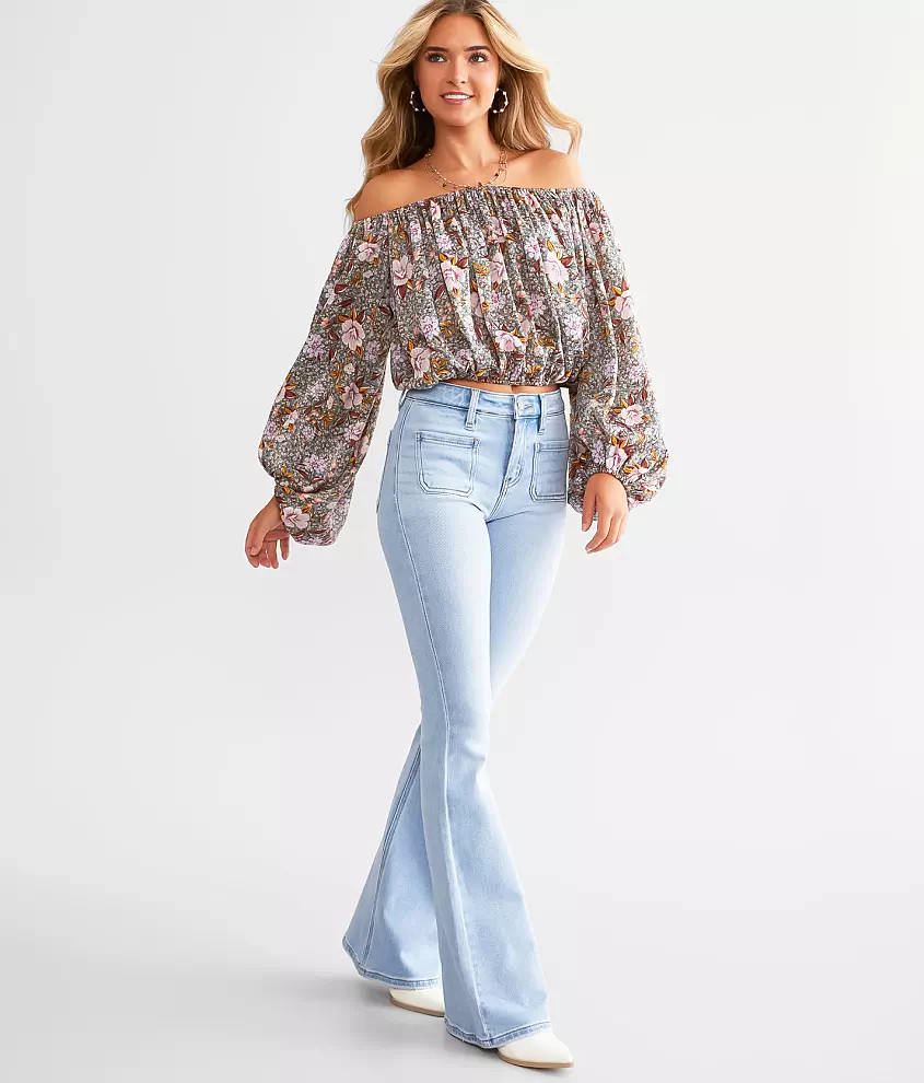 Signature High Rise Flare Stretch Jean | Buckle