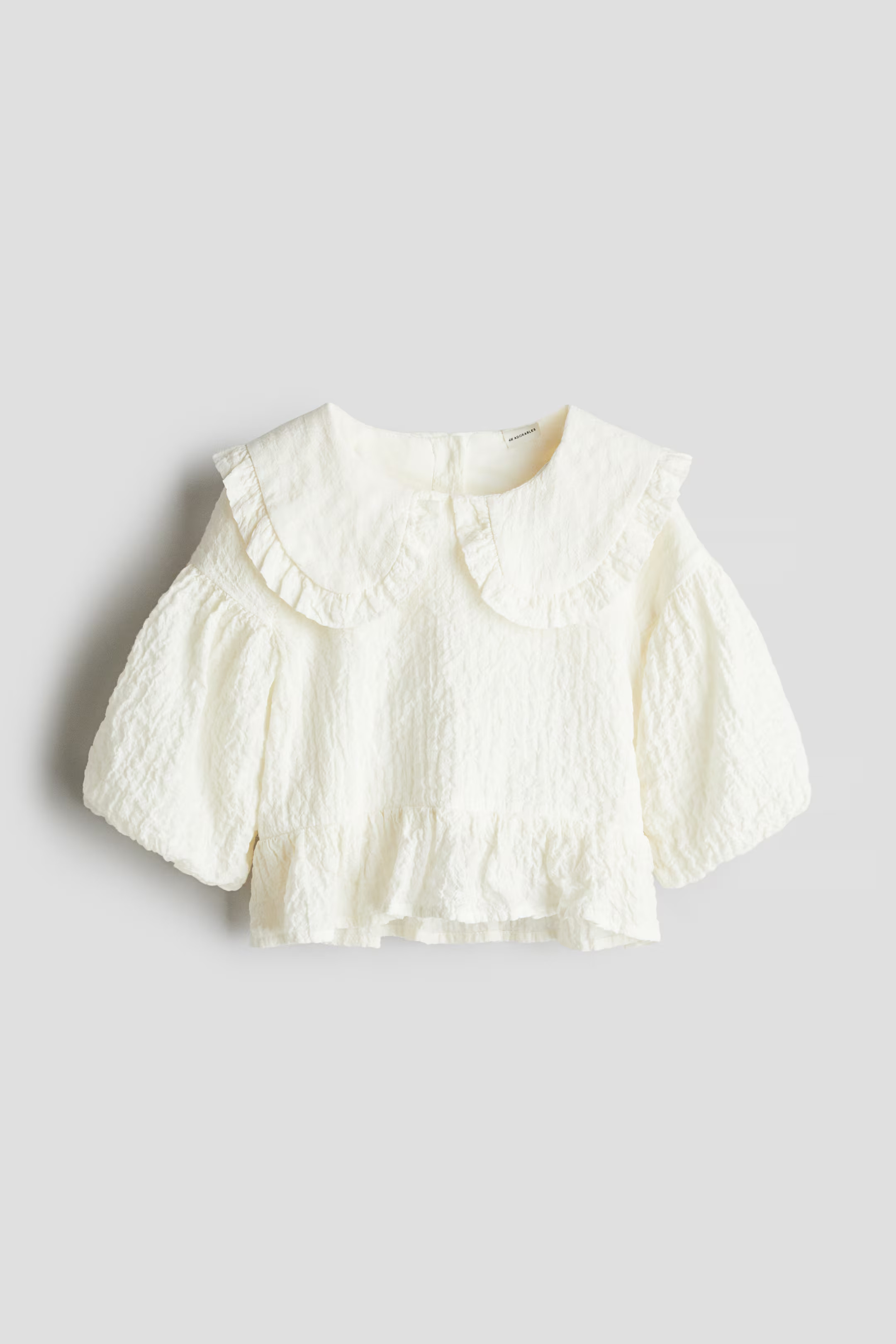 Puff-Sleeve Seersucker Blouse - Cream - Kids | H&M US | H&M (US + CA)