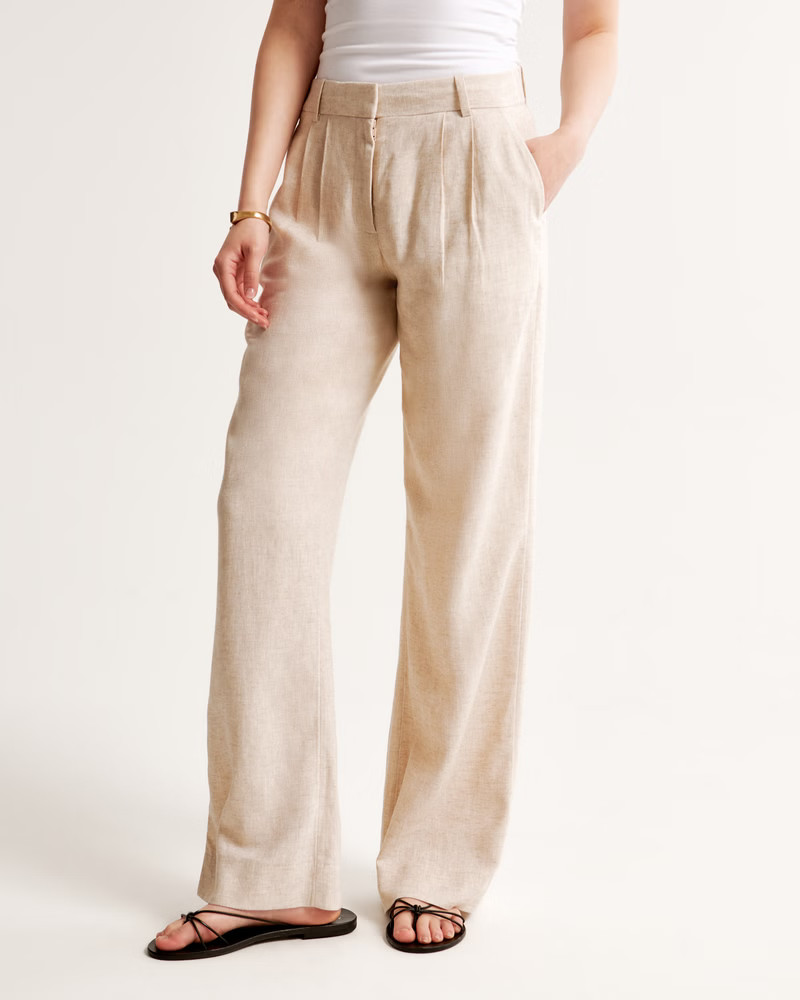 A&F Sloane Low Rise Tailored Linen-Blend Pant | Abercrombie & Fitch (US)