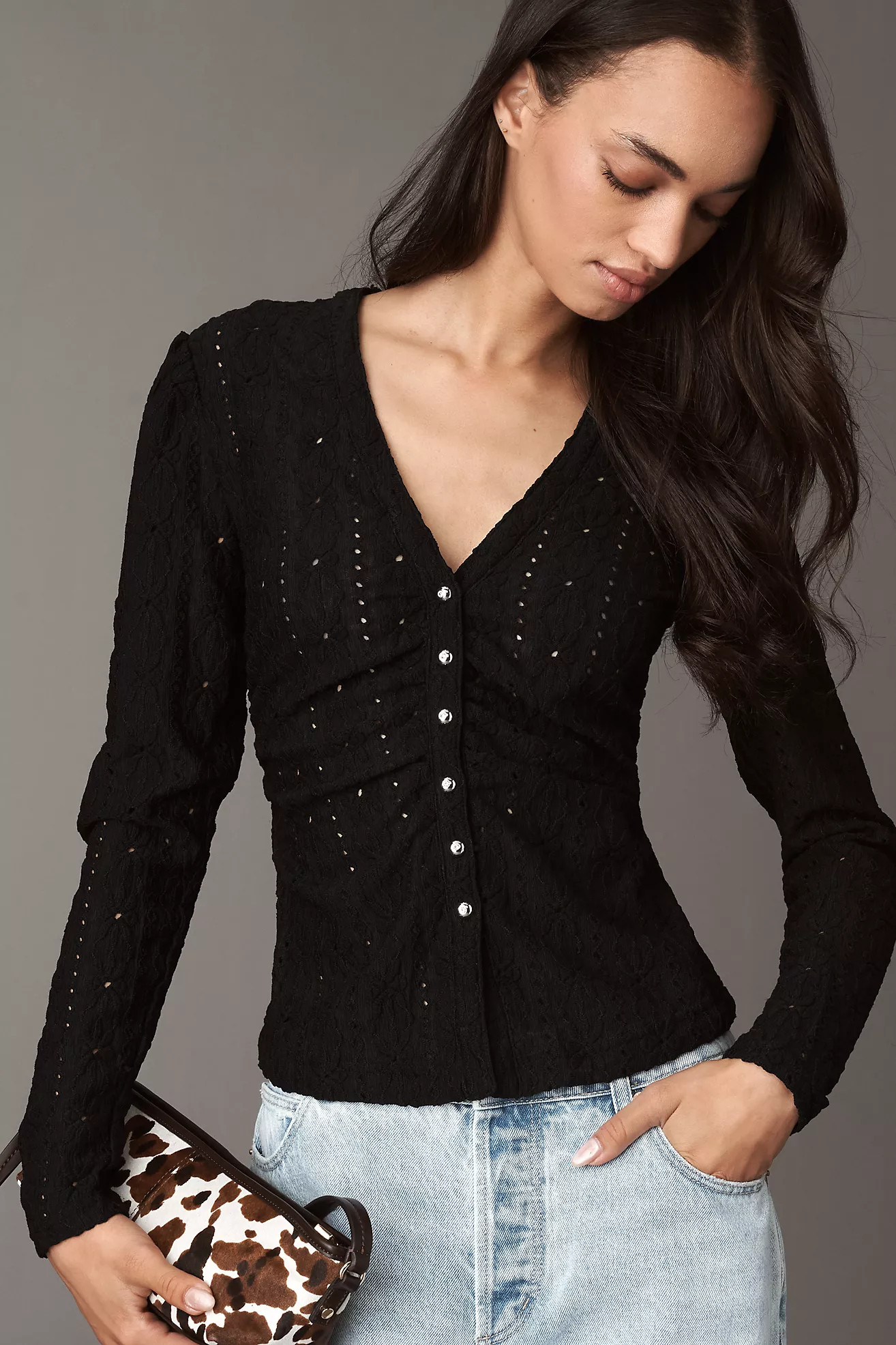 Maeve Textured Eyelet Top | Anthropologie (US)